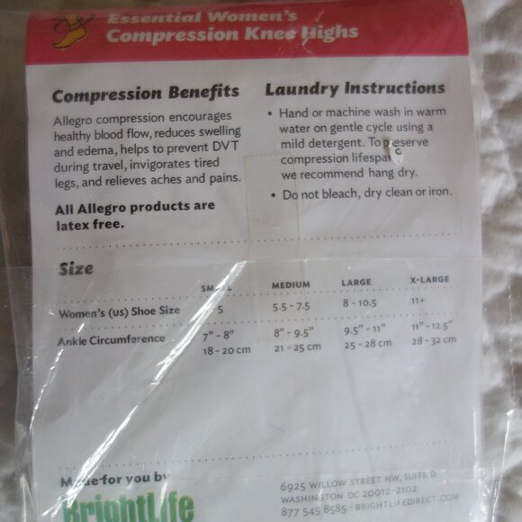 Lot of 4 NIP ALLEGRO 18-22 Closed Toe Compression Knee High Stockings – Large - Picture 4 of 6